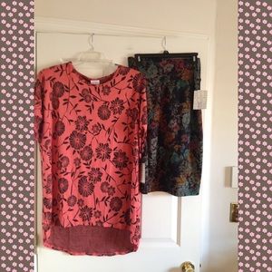 NWT Lularoe Large Pink Irma Xl Floral Cassie